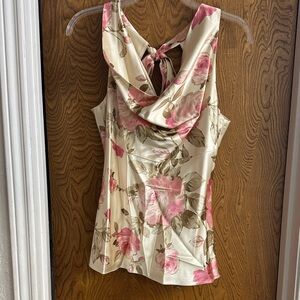 Banana Republic Floral Sleeveless Blouse - Pink and Cream